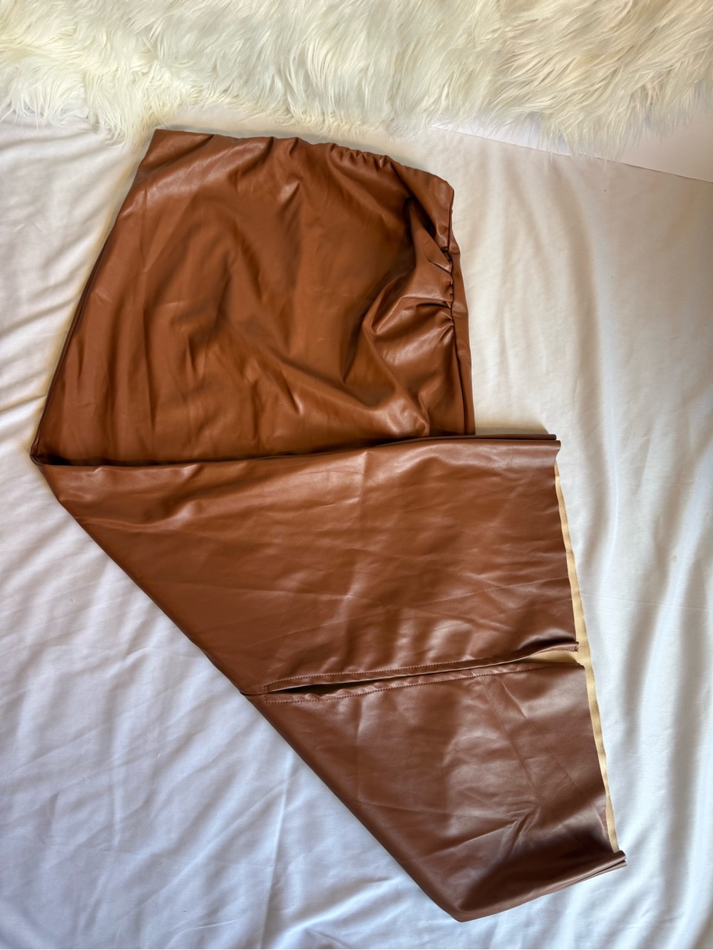 Men's Faux-Leather Pants in Rich Brown